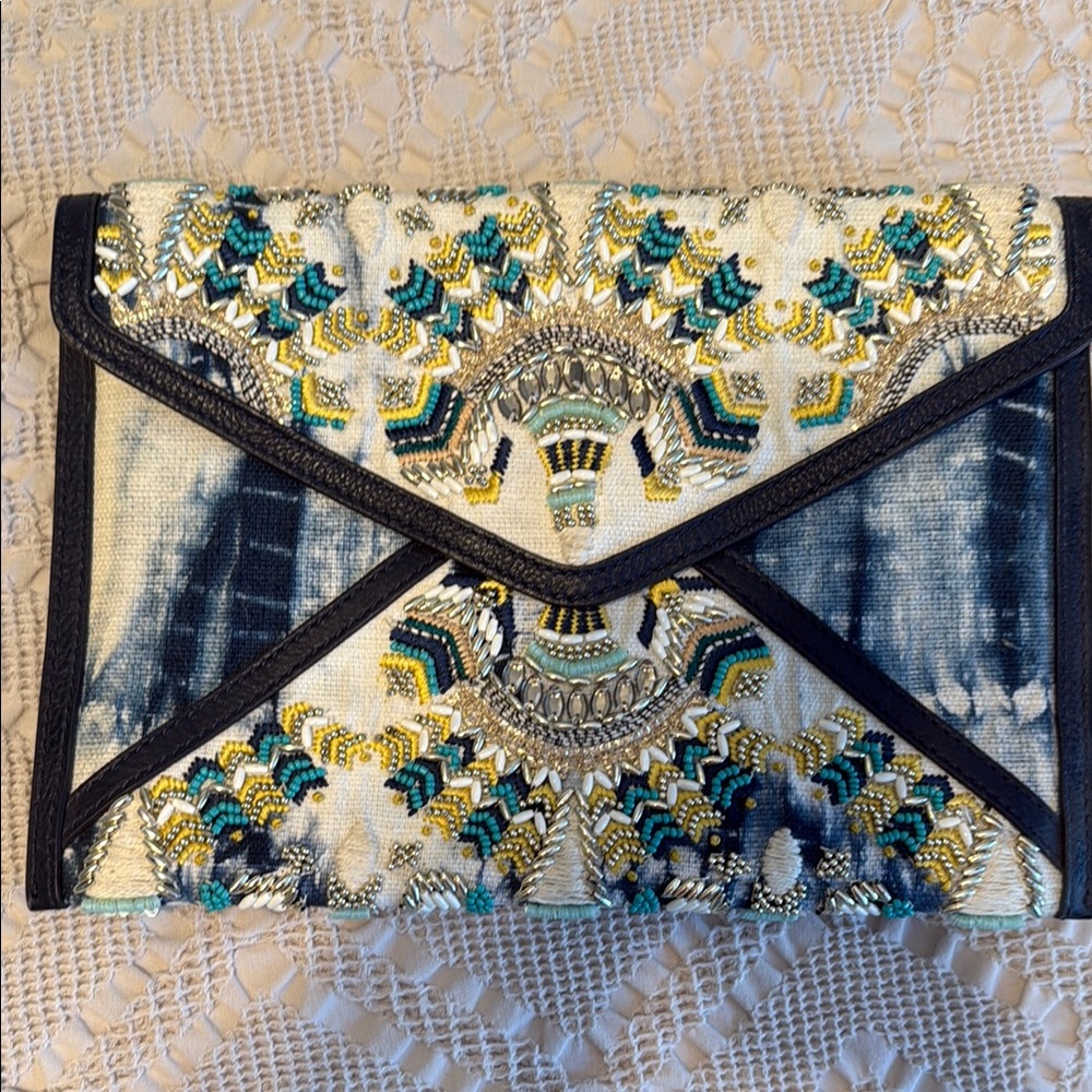Embroidered Clutch with Beaded Design